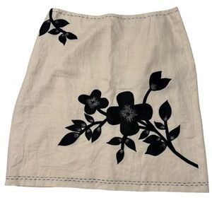 Ann Taylor Floral Linen Skirt Size 14